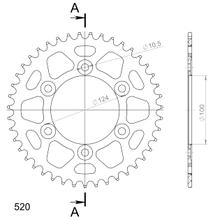 Ozubené kolo řetězu Supersprox 520 LK 124,0mm Ø 100mm 43Z 6-děrové hliníkové černé