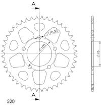 Coroa Supersprox 520 LK 100,0mm Ø 76mm 43D 5-furos Alumínio preto