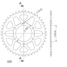 řetězové kolo Supersprox 520 LK 108,0mm Ø 82,6mm 43Z 6-otvorové hliníkové černé