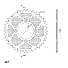 Pignon Supersprox 520 LK 100,0 mm Ø 80 mm 43T en aluminium argenté à 4 trous