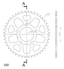 Pignon aluminium Supersprox 520 LK 100,0 mm Ø 70 mm 44T bleu