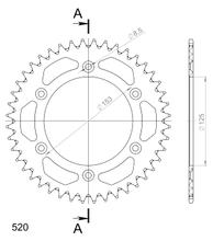 Supersprox 520 LK 153,0 mm di diametro 125 mm 44T, pignone in alluminio a 6 fori, rosso