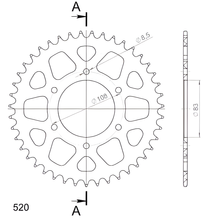 Pignon en aluminium Supersprox 520 LK 108,0 mm de diamètre 83 mm 44T à 6 trous, rouge