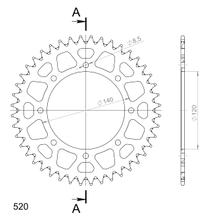 Supersprox 520 LK 140,0 mm Ø 120 mm 44T pignone in alluminio a 8 fori nero