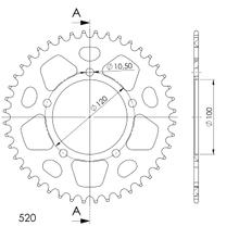 Coroa Supersprox 520 LK 120,0mm Ø 100mm 44D 5-furos alumínio preto