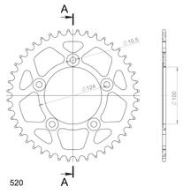 K řetězu Supersprox 520 LK 124,0mm Ø 100mm 44Z 5-děrové hliník černá