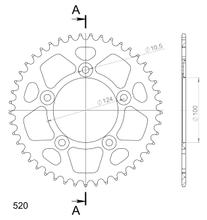 Rozetka řetězová Supersprox 520 s roztečí děr 124,0mm průměr 100mm 45 zubů 5 děr hliníková zlatá
