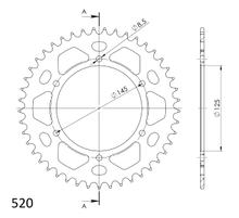Supersprox 520 LK 145,0 mm di diametro 125 mm 45Z, pignone in alluminio a 6 fori, rosso