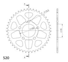 Pinhão da corrente Supersprox 520, furo do parafuso 100,0mm, diâmetro 70mm, 45 dentes, 5 furos, alumínio, vermelho.