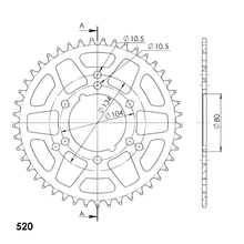 Supersprox 520 LK 104,0mm Ø 80mm 45Z pignone in alluminio a 6 fori rosso