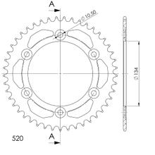 řetězové kolo Supersprox 520 LK 160,0mm Ø 134mm 45Z 6-děrové hliníkové černé