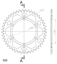 Ruota a catena Supersprox 520 LK 146,0 mm diametro 126 mm 45Z in alluminio a 6 fori nera