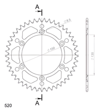 Supersprox 520 LK 150,0 mm Ø 130 mm 45Z pignone in alluminio a 6 fori nero