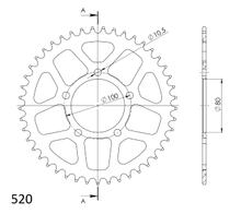 Piñón de aluminio Supersprox 520 LK 100,0 mm Ø 80 mm 45Z negro