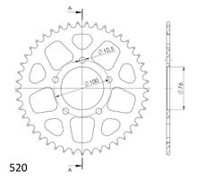 Supersprox 520 LK 100.0mm Ø 76mm 45Z 5-hole aluminum sprocket black