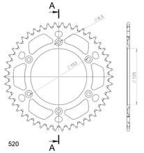 Supersprox 520 LK 153,0 mm Ø 125 mm 46T Pignone in alluminio dorato a 6 fori