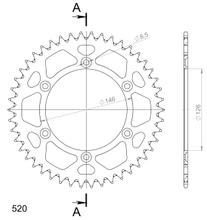 Supersprox 520 LK 146,0 mm diametro 126 mm 46T 6 fori in alluminio dorato