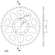 Chaîne à 5 trous en aluminium Supersprox 520 LK 100,0 mm Ø 76 mm 46T, dorée