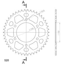 Pignon Supersprox 520 LK 135,0 mm de diamètre 102 mm 46T en aluminium 6 trous, rouge