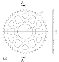 Pignon Supersprox 520 LK 108,0 mm de diamètre 83 mm 46T en aluminium à 6 trous, rouge