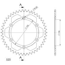 Pignon Supersprox 520 LK 156,0 mm diamètre 136 mm 46Z 6 trous aluminium noir