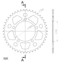 Kettingwiel Supersprox 520 LK 130,8mm Ø 110mm 46T 5-gaats aluminium zwart