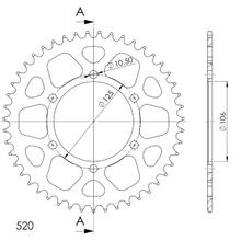 Pignon Supersprox 520 LK 125,0 mm diamètre 106 mm 46T en aluminium 6 trous noir