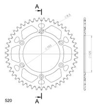 Chaîne Supersprox 520 LK 153,0 mm de diamètre 125 mm 47T à 6 trous en aluminium doré
