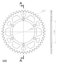 Pignon Supersprox 520 LK 146,0 mm de diamètre 126 mm 47T en aluminium doré à 6 trous