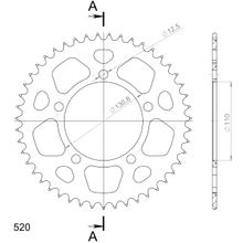 Tandwiel Supersprox 520 LK 130,8mm diameter 110mm 47 tanden 5-gaats Aluminium rood