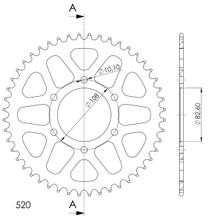 Kettingwiel Supersprox 520 LK 108,0mm Ø 82,6mm 47T 6-gaats aluminium zwart