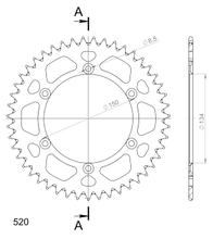 Supersprox 520 LK 150.0mm Ø 134mm 47Z 6-hole aluminum silver sprocket