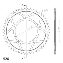 Pignon en aluminium Supersprox 520 LK 140,0mm Ø 120mm 48T à 5 trous noir