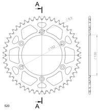 Piñón plateado de aluminio Supersprox 520 LK 152,0 mm Ø 130 mm 48T con 6 orificios