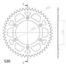 Rueda de cadena de aluminio plateada Supersprox 520 LK 152.0 mm Ø 125 mm 48T con 6 orificios
