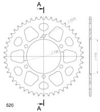 Kettingwiel Supersprox 520 LK 130,0mm Ø 110mm 49T 6-gaats aluminium rood