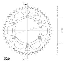 Pignon Supersprox 520 LK 156,0 mm diamètre 136 mm 50Z 6 trous aluminium bleu
