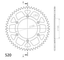 Chaîne Supersprox 520 LK 153,0 mm de diamètre 125 mm 50Z à 6 trous en aluminium doré