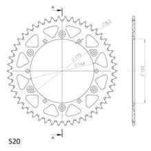 Chaîne Supersprox 520 LK 175,0 mm de diamètre 152 mm 50Z à 6 trous en aluminium doré