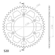 Kettingwiel Supersprox 520 LK 152,0mm Ø 125mm 50T 6-gats aluminium rood