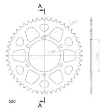 Kettingtandwiel Supersprox 520 Steekmaat 130,0mm Diameter 110mm 50 Tanden 6-Gats Aluminium zwart