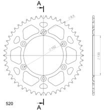 Pignon Supersprox 520 LK 152,0mm Ø 130mm 50Z 6 trous en aluminium argenté