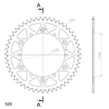 Pignon aluminium Supersprox 520 LK 175,0 mm diamètre 152 mm 51Z 6 trous bleu