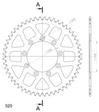 Supersprox 520 LK 124,0 mm diametro 105 mm 52T 9 fori in alluminio arancione