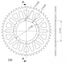 Ruota a catena Supersprox 520 LK 138,0 mm di diametro 112 mm 52T in alluminio a 5 fori, nera