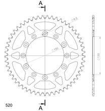 Pastorek Supersprox 520 rozteč 150,0mm průměr 130mm 53 zubů 6 děr hliník modrý