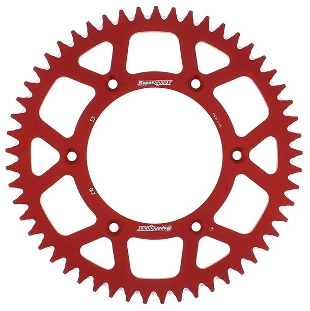 Supersprox 520 LK 153,0 mm di diametro 125 mm 53Z, pignone in alluminio a 6 fori, rosso