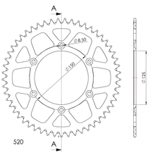 Supersprox 520 LK 150.0mm Ø 125mm 53Z 6-hole aluminum sprocket red