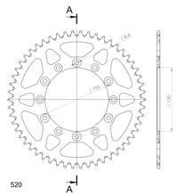 Ozubené kolo řetězu Supersprox 520 rozteč 150,0mm průměr 130mm 54 zubů 6 děr hliník modrá