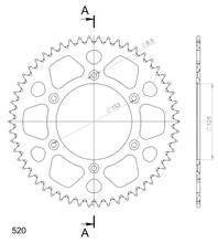 Supersprox 520 LK 153.0 mm diameter 125 mm 54T 6-hole aluminum chain wheel black